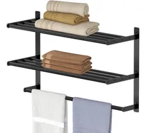 Comprar Toallero Estante De Baño Montado En Pared Con Barra De Toall