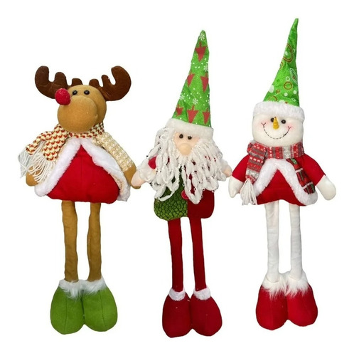 Pack 3 Patas Largas Navidad Monos Pascueros Peluche