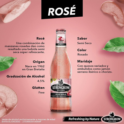 Bebida Alcohólica Strongbow Apple Ciders Rose 330 Ml