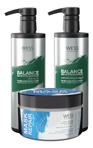 Kit Wess Balance Sh + Condicionador 500ml + Mask 180g