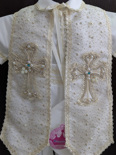 Ropón Bautizo Niño Elegante Traje Bautizo P08 Beige Talla 6 Meses