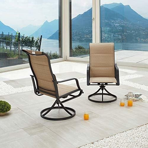 Juego De 2 Sillas Giratorias Para Exteriores Patio Jardin Color Beige