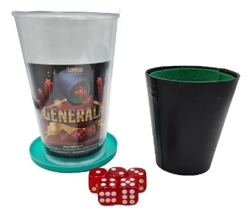 Generala Con Vaso Cubilete + 5 Dados Rojos  Faydi