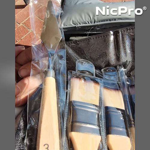 Pack De 25 Pinceles Nicpro Para Acrílicos Acuarelas Óleo