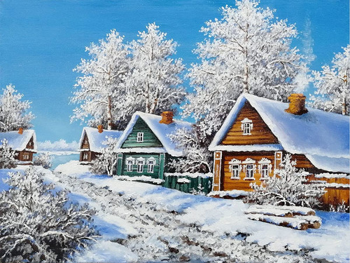 Diy 5d Pintura Casa Arte Nieve Cristal Bordado Punto