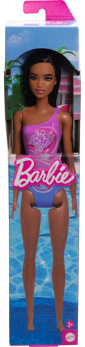 Muñeca Barbie De Playa Con Cabello Castaño Oscuro Y Traje De