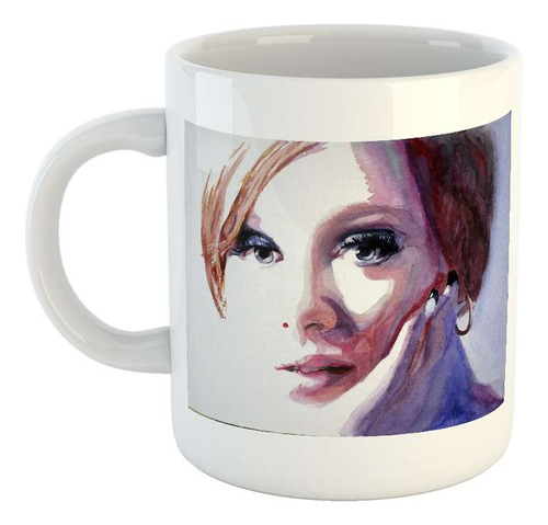 Taza Ceramica Retrato Acuarela Mujer Bella Posando