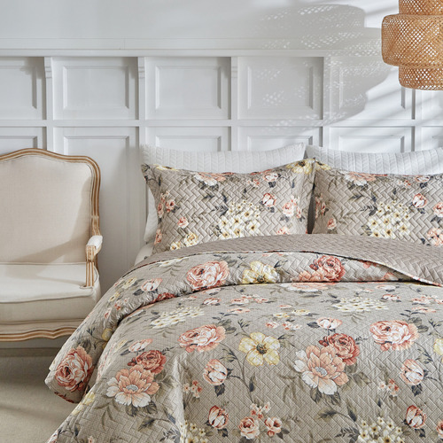 Kit Colcha Queen 3pç Estampada Itália 150 Fios Dupla Face Cor Fiori