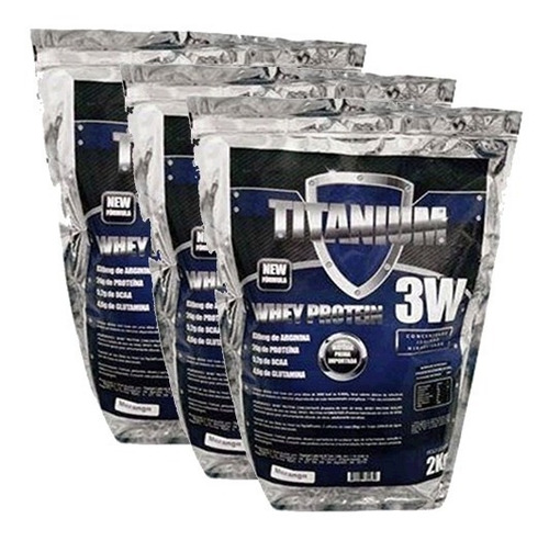 Kit 3 Pacotes Whey Protein 3w Titanium - 6 Kilos - Baunilha