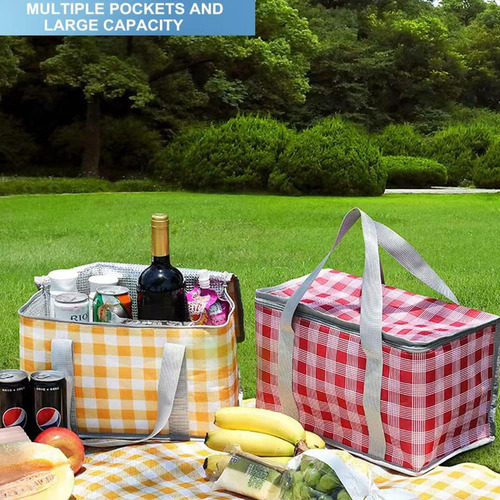 2pzs Bolsa De Picnic Aislada Reutilizable Gran Capacidad
