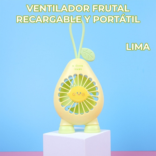 Mini Ventilador Forma Frutal Recargable Y Portátil