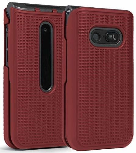 Case Para LG Classic Flip Textura Cuadriculada Rojo Metalico