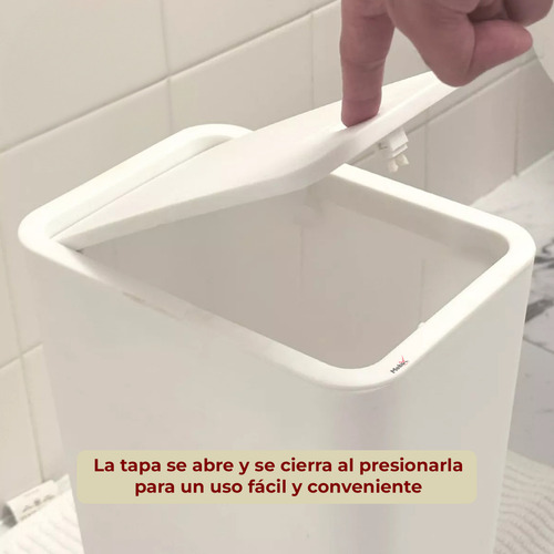 Mebix TRD Set 3 Cubos De Basura Para Baño Con Tapa Emergente Color Blanco