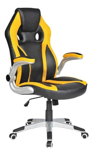 Cadeira Gamer Com Base Revestida E Inclinação, Preta/amarela - Hc-2597 