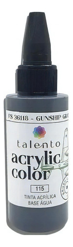 Tinta Acrylic Color Para Modelismo- Diversas Cores - Talento Cor 115 - GUNSHIP GRAY