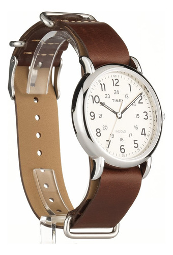 Reloj Timex Weekender T2p495, Correa De Piel Unisex De 40 Mm