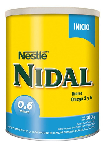 Leche de fórmula en polvo sin TACC Nestlé Nidal 1 sabor neutro en lata de 1 de 800g - 0  a 6 meses