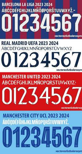 Pack 6 Tipografías Fútbol Europeo - Ideal Estampadores 