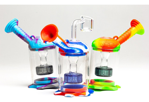 Imagem 5 de 5 de Bong Silicone De Bolso Bubbler Nail De Quartzo Dab Wax Oil