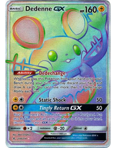 Dedenne Gx - 219/214 - Hyper Rare Pokemon Tcg