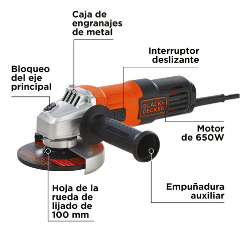 Esmeriladora Angular Black+decker Esmeriladora 650w