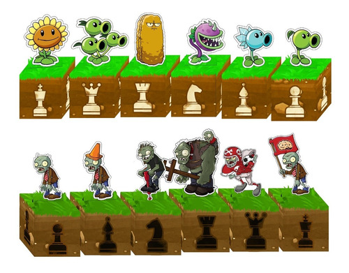 Juego De Mesa Ajedrez Plantas Vs Zombies Cortar Pegar Armar Mercado Libre