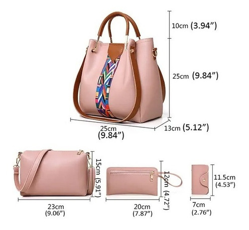 Imagen 2 de 7 de Set 4 Bolsas Mujer Moda Cartera Crossbody Tote Hobo Hombro