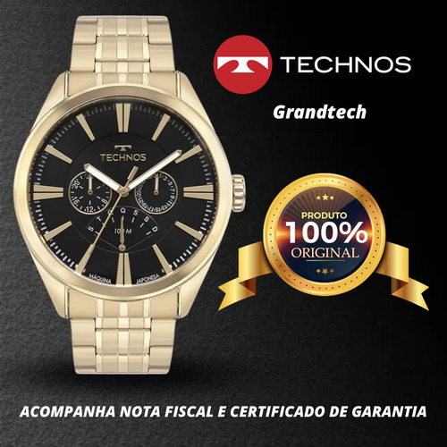Relógio Technos Masculino Grandtech Dourado 10atm Original