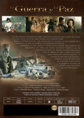 La Guerra Y La Paz La Gran Derrota De Napoleón Pack 4 Dvds