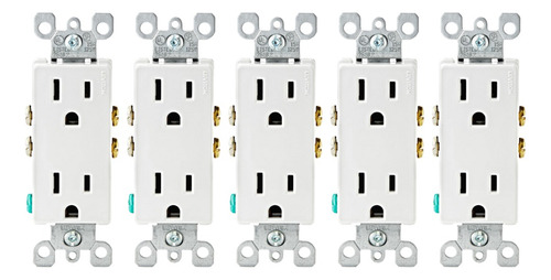 Contacto Duplex Decora 125v Bco. Leviton - 5 Pzas