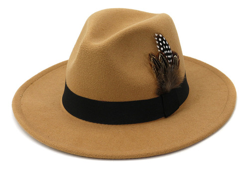 Pluma Tweed Bombín Sombrero De Ala Grande Sombrero De Jazz