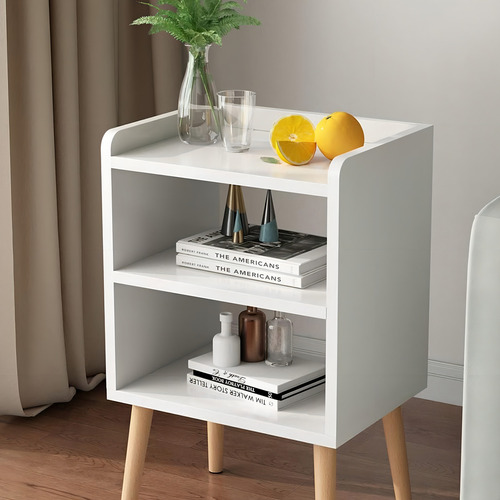 Mesa de cabeceira de 2 camadas 37* 30* 48 cm com acabamento em melamina branca