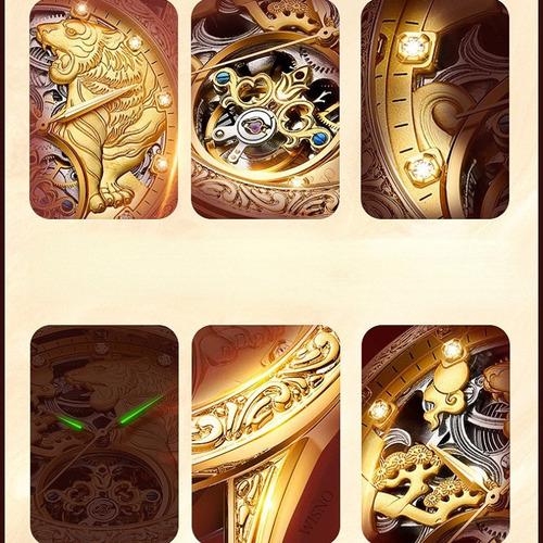 Reloj Mecánico De Cuero Con Diamantes Chenxi Fashion