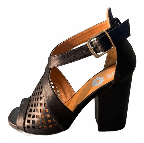 Sandalias Tacón Grueso Negras Modelo Galery Talla 23