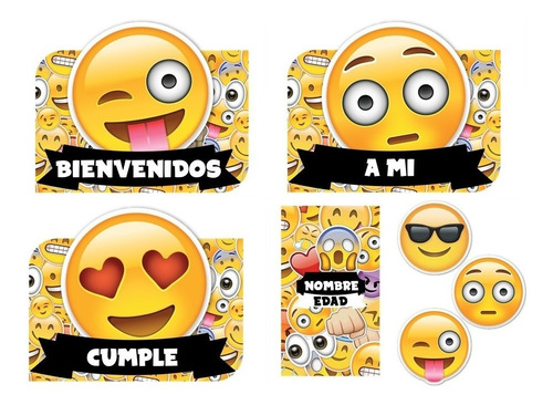 Kit Imprimible Emojis Emoticones Textos Editables Candy Bar