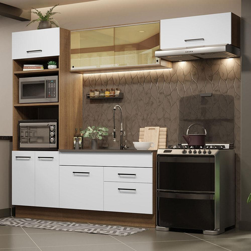Cozinha Completa Madesa Agata 270004 Com Armário Balcão Rb Cor Branco