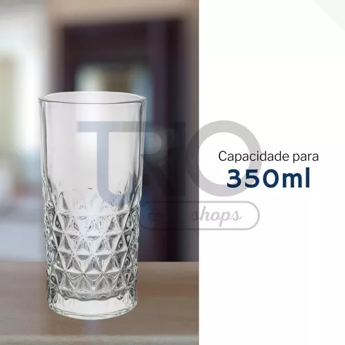 Jogo Com 6 Copos Altos Luminni 350ml Vidro - Casambiente