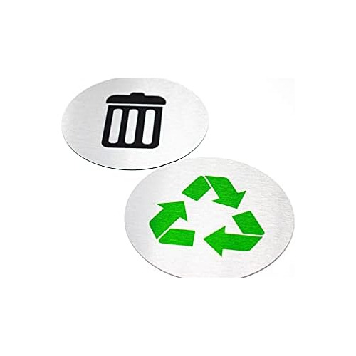 5.5' Round, Metal Trash & Recycling Signs | Set Of 2 Ga...