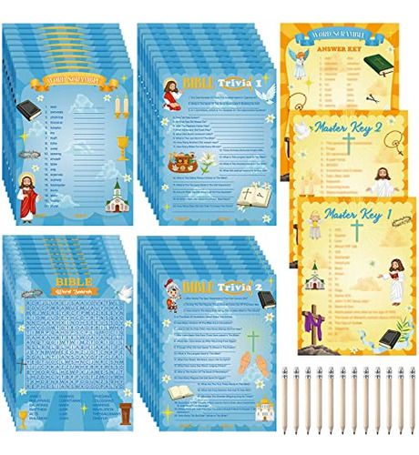 127 Pcs Bible Games Cards Bible Trivia Game Christian S...