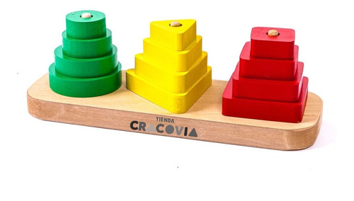 Juego Torre X 3 Madera Didáctico Colores Formas Geométricas