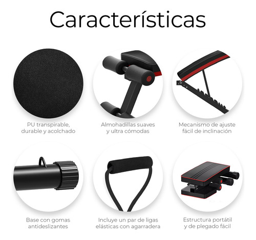 Banco De Ejercicio Fitness Multiposiciones Ligas Abdominales