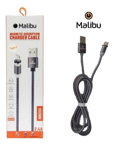 Cable Magnetico Usb Tipo C Punta Imantada 360 Negro