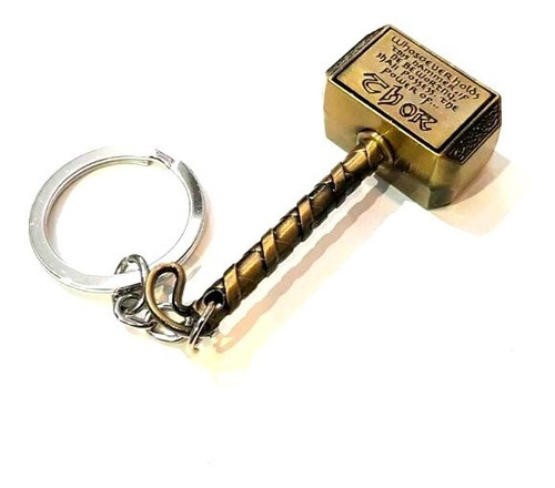 Llavero Metalico Martillo Thor Mjolnir Marvel - Dorado Cobre