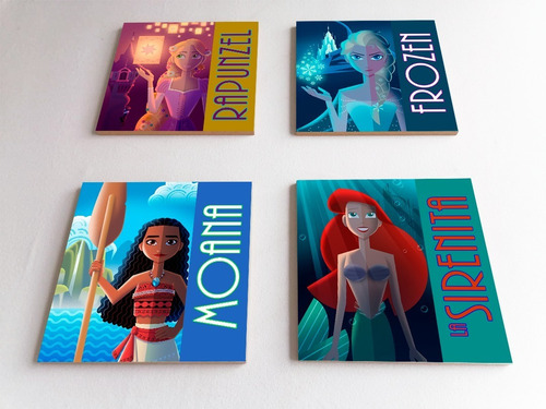 Cuadros Decorativos Mdf Princesas Disney ( Set De 4 Pz )