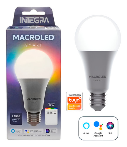 Pack X 2 Foco Smart A60 12w E27 Rgb+blancos 100-240v Alexa