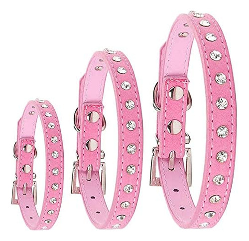 Collar De Perro Cristal Bling Rhinestone Pu Cuero Cachorro G
