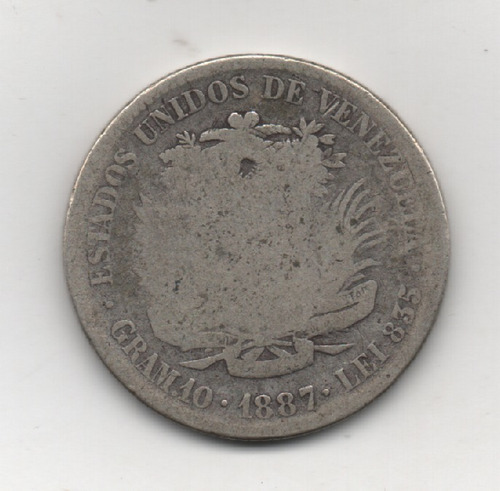 Moneda De 2 Bs De 1887