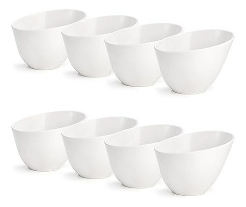 Bowls De Melamina Angulados Para Servir, Pack De 8, Blanco