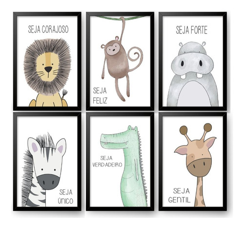 Quadros Decorativos Infantil Safari Animais Floresta