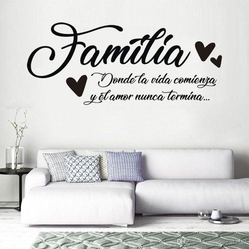 Vinil Sticker Decorativo Frase Familia 90x50cm Para Pared Color Negro